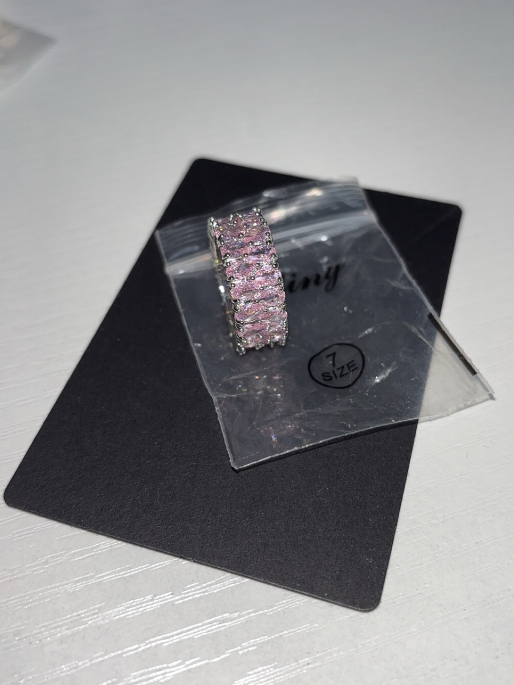 Pink Stone Eternity Band Ring - Picture 10 of 10
